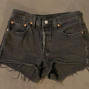 Levi’s high waisted black jean shorts 27